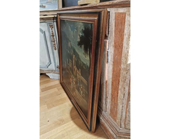 DIPINTO PAESAGGIO CON FIGURE FINE XVIII SECOLO