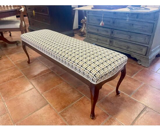 Pair of upholstered walnut benches