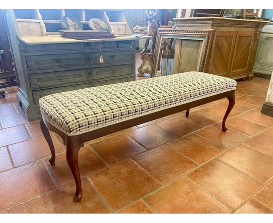 Pair of upholstered walnut benches