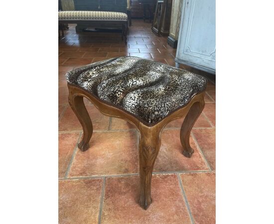 Pair of padded walnut stools