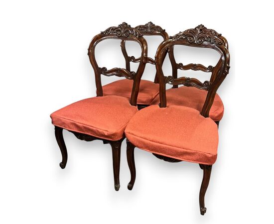 PANC169 - N. 6 sedie Rocaille, epoca '800, misure cm L 50 x P 45 x H 94