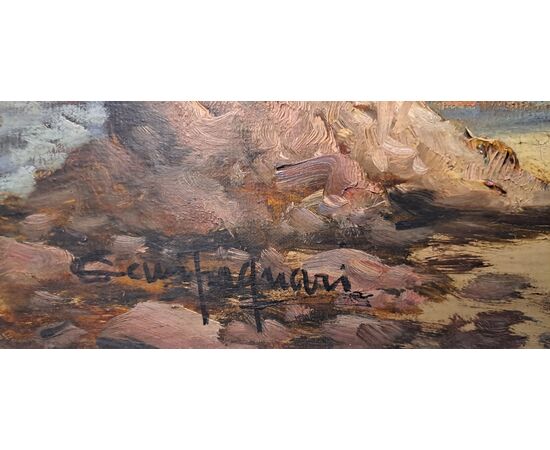 "MARINA AL TRAMONTO - OLIO SU TELA - LICINIO CAMPAGNARI (1920 - 1981)