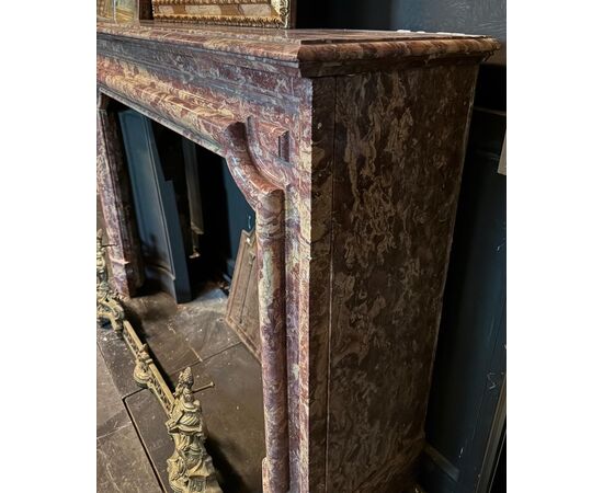 CHM898 - Elegant antique polychrome marble fireplace, 19th century, dimensions cm W 150 x H 110 x D 41