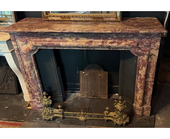 CHM898 - Elegant antique polychrome marble fireplace, 19th century, dimensions cm W 150 x H 110 x D 41