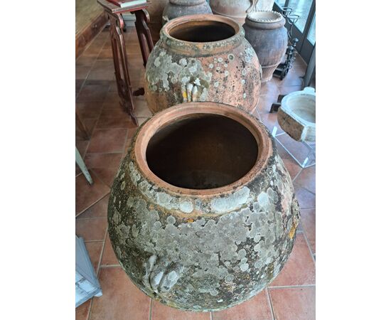 Pair of large terracotta Impruneta jars