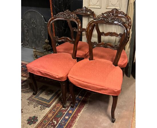 PANC169 - N. 6 sedie Rocaille, epoca '800, misure cm L 50 x P 45 x H 94