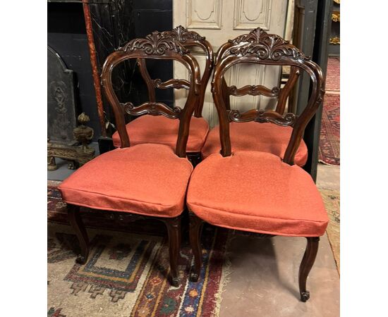 PANC169 - N. 6 sedie Rocaille, epoca '800, misure cm L 50 x P 45 x H 94