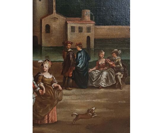 DIPINTO PAESAGGIO CON FIGURE FINE XVIII SECOLO