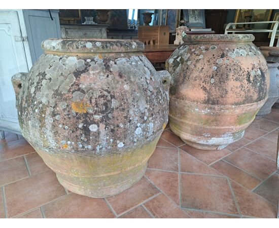 Pair of large terracotta Impruneta jars