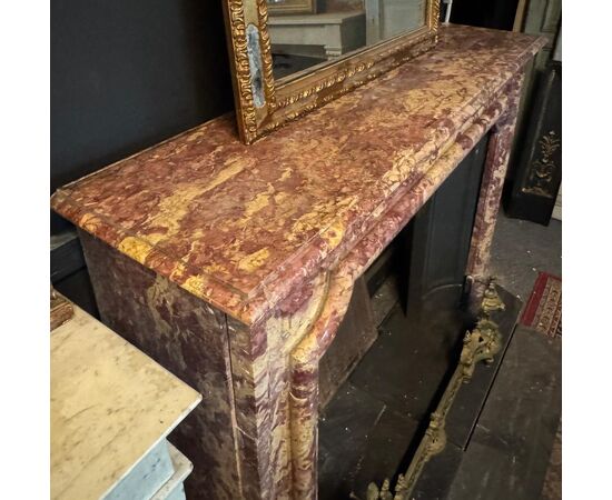 CHM898 - Elegant antique polychrome marble fireplace, 19th century, dimensions cm W 150 x H 110 x D 41