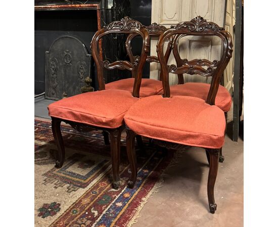 PANC169 - N. 6 sedie Rocaille, epoca '800, misure cm L 50 x P 45 x H 94