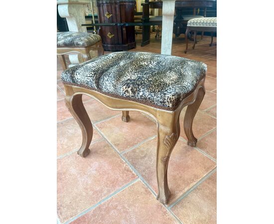 Pair of padded walnut stools