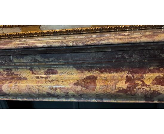 CHM898 - Elegant antique polychrome marble fireplace, 19th century, dimensions cm W 150 x H 110 x D 41