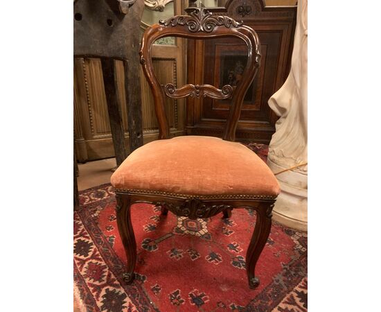 PANC169 - N. 6 sedie Rocaille, epoca '800, misure cm L 50 x P 45 x H 94