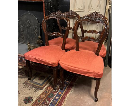 PANC169 - N. 6 sedie Rocaille, epoca '800, misure cm L 50 x P 45 x H 94