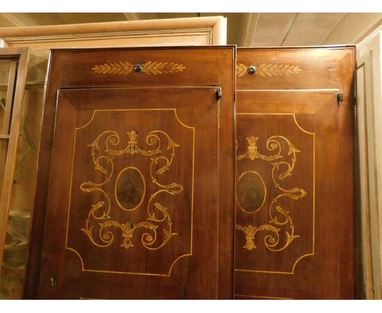 PTS640 - N. 2 porte con intarsi in pastiglia, con telaio, epoca I metà '800, luce cm L 88 x H 197