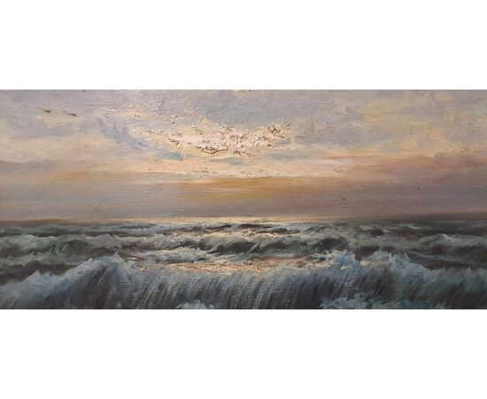 "MARINA AL TRAMONTO - OLIO SU TELA - LICINIO CAMPAGNARI (1920 - 1981)