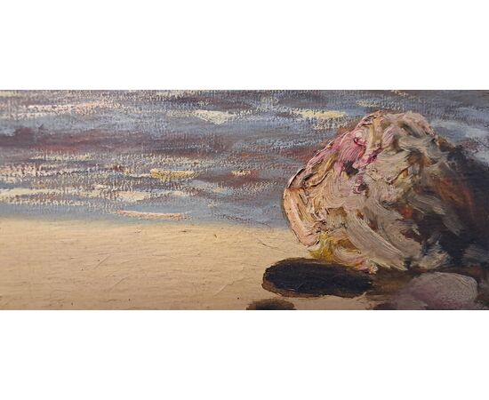 "MARINA AL TRAMONTO - OLIO SU TELA - LICINIO CAMPAGNARI (1920 - 1981)