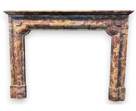 CHM898 - Elegant antique polychrome marble fireplace, 19th century, dimensions cm W 150 x H 110 x D 41