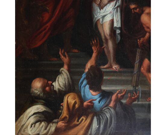 Peter Paul Rubens bottega di, Siegen 1577 - Anversa 1640; Ecce Homo, olio su rame