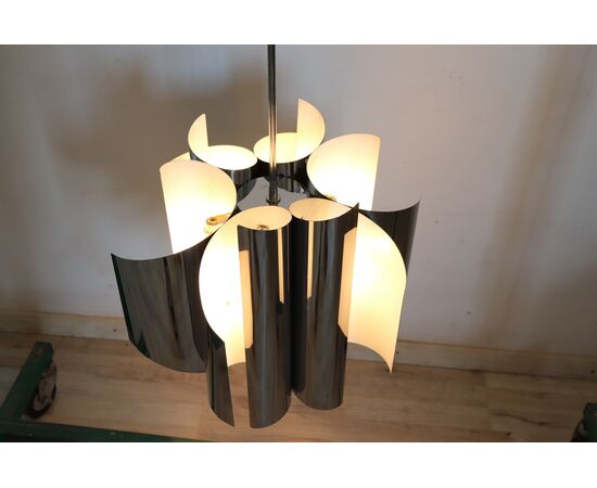 Space Age 6-light steel chandelier, 1970s - NEGOTIABLE PRICE