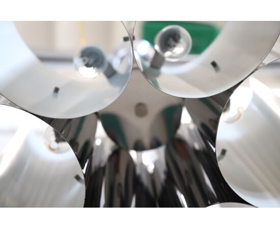 Space Age 6-light steel chandelier, 1970s - NEGOTIABLE PRICE
