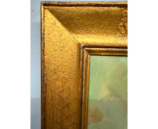 Dipinto olio su tela XX sec bambina C. Moraldi 70x60cm