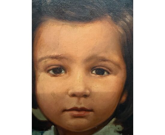 Dipinto olio su tela XX sec bambina C. Moraldi 70x60cm