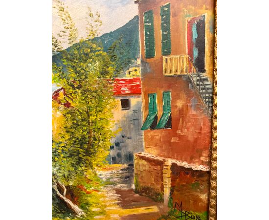 Olio su tela raffigurante Golfo di Napoli, anni 50, 85x67cm