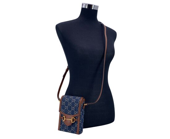 GUCCI Borsa a Tracolla in Denim Col. Blu Horsebit 1955 S