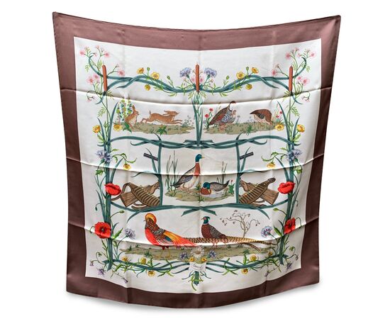 GUCCI Foulard Vintage in Seta Col. Marrone