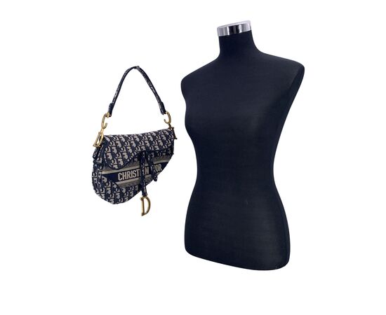 DIOR Borsa a Tracolla in Tela Col. Blu Saddle Dior Oblique M