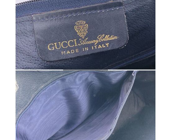 GUCCI Borsa a Mano Vintage in Tela Col. Blu M