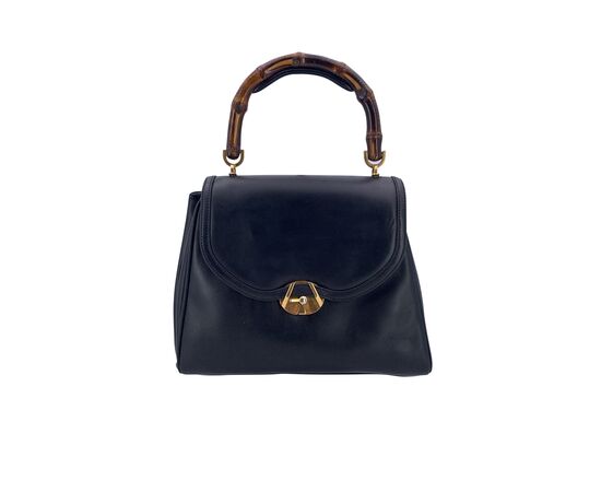 GUCCI Borsa a Mano Vintage in Pelle Col. Nero Bamboo Top Handle M
