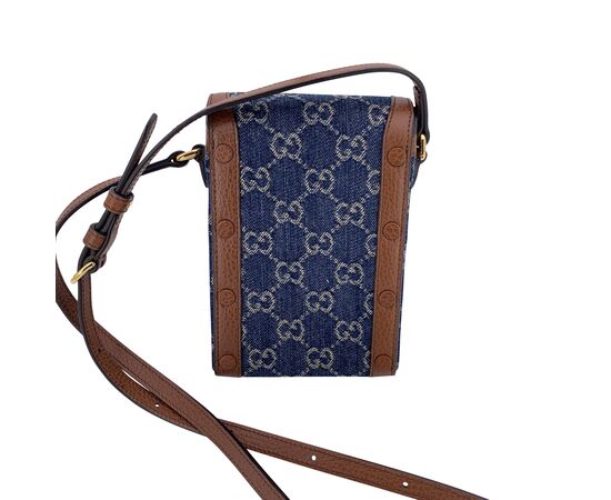 GUCCI Borsa a Tracolla in Denim Col. Blu Horsebit 1955 S