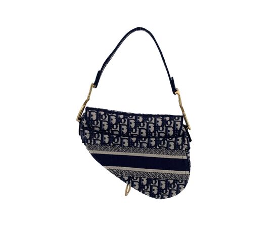 DIOR Borsa a Tracolla in Tela Col. Blu Saddle Dior Oblique M