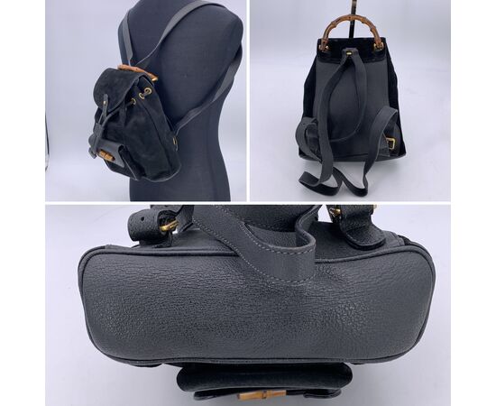 GUCCI Zaino Vintage in Camoscio Col. Nero Bamboo S