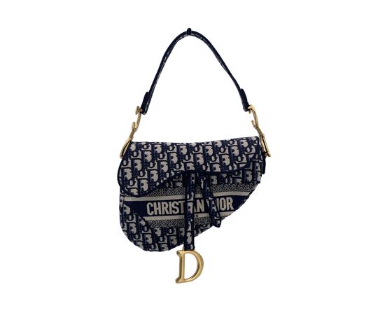 DIOR Borsa a Tracolla in Tela Col. Blu Saddle Dior Oblique M