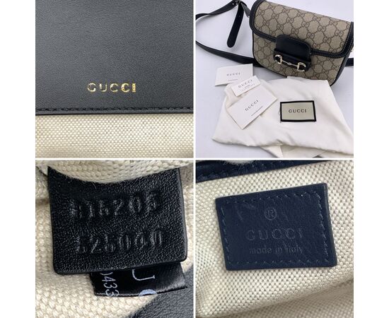 GUCCI Borsa a Tracolla in Tela Col. Beige Horsebit 1955 S