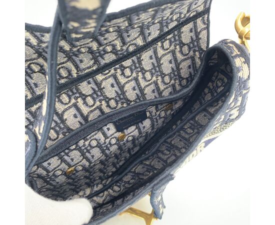 DIOR Borsa a Tracolla in Tela Col. Blu Saddle Dior Oblique M