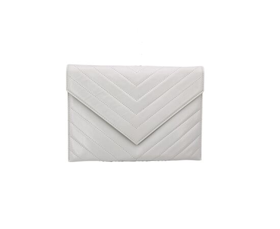 YVES SAINT LAURENT Pochette Vintage in Pelle Col. Bianco Clutch S