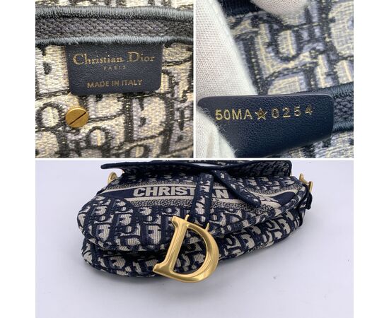 DIOR Borsa a Tracolla in Tela Col. Blu Saddle Dior Oblique M