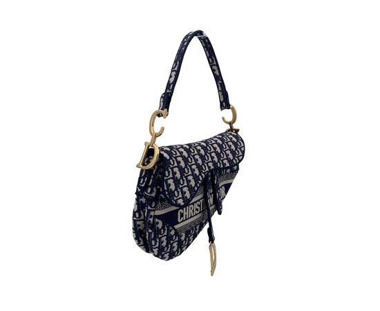 DIOR Borsa a Tracolla in Tela Col. Blu Saddle Dior Oblique M