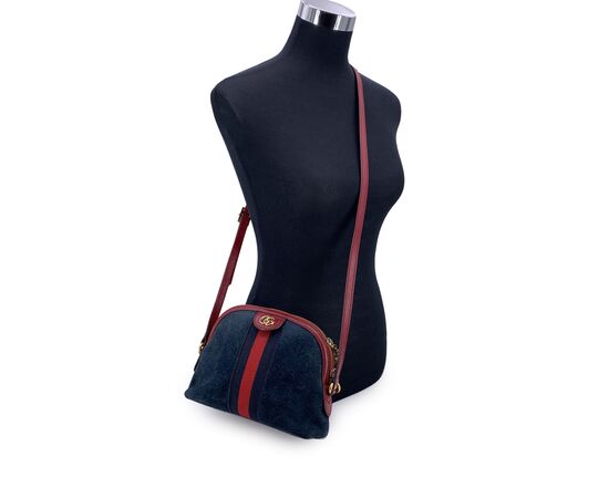GUCCI Borsa a Tracolla in Camoscio Col. Blu Ophidia Dome S