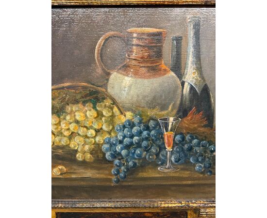 Antique oil painting on cardboard, French school, 1930, 70x90cm