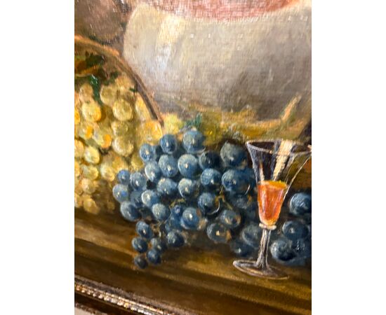 Antique oil painting on cardboard, French school, 1930, 70x90cm