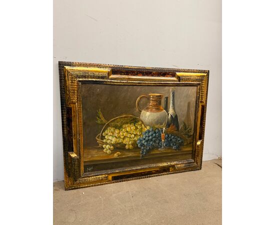 Antique oil painting on cardboard, French school, 1930, 70x90cm