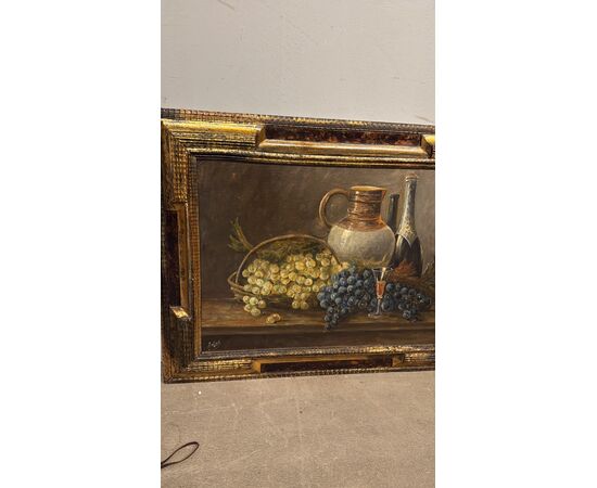Antique oil painting on cardboard, French school, 1930, 70x90cm