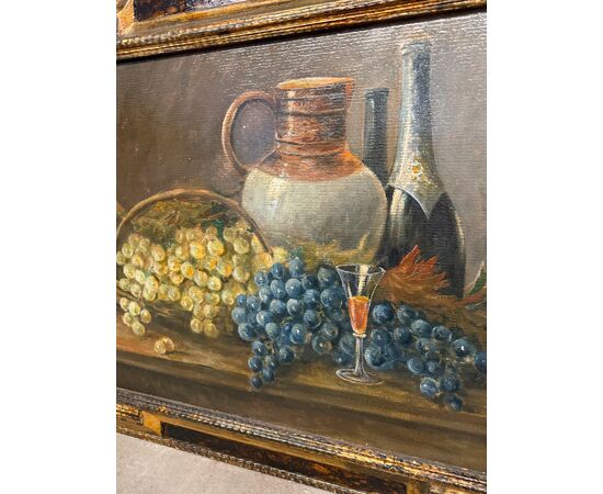 Antique oil painting on cardboard, French school, 1930, 70x90cm
