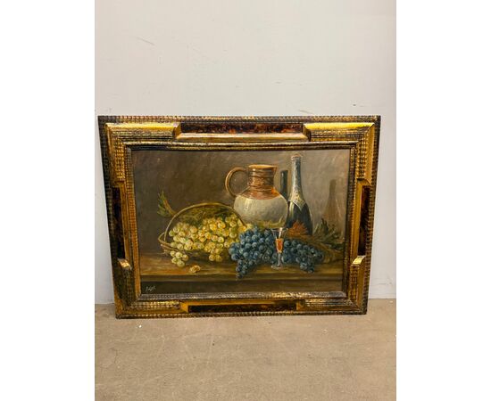 Antique oil painting on cardboard, French school, 1930, 70x90cm